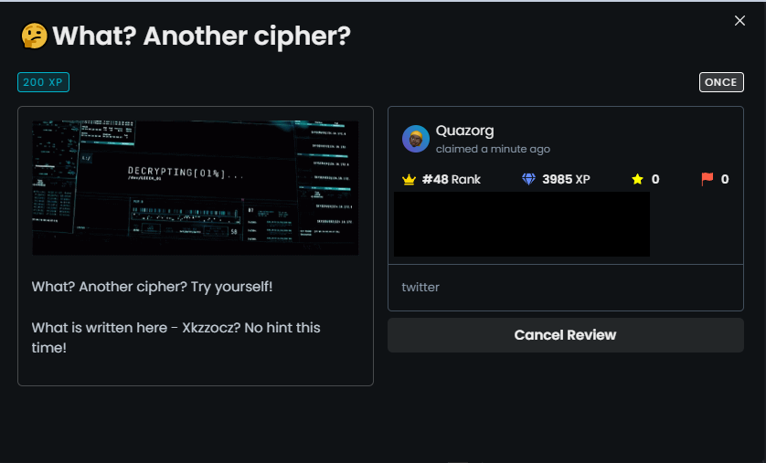 elysium_chain's tweet photo. The community again defeated our encryption quest. This time it took almost a week!

What method did we use? It was a Caesar cipher, and the word itself was encrypted backwards.

In order not to miss new quests, join our #Crew3 community - https://t.co/SQY0SpRv8p

#ElysiumChain https://t.co/StHFWILxLM