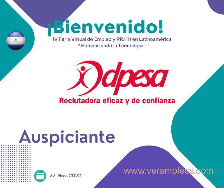 VerEmpleosNic's tweet photo. Damos la Bienvenida a DPESA que estará participando en nuestra IV Feria Virtual Latinoamericana con VerEmpleos!!! Regístrate y aplica a las vacantes en https://t.co/lJhGGzi211 https://t.co/nBWJrtCvVB