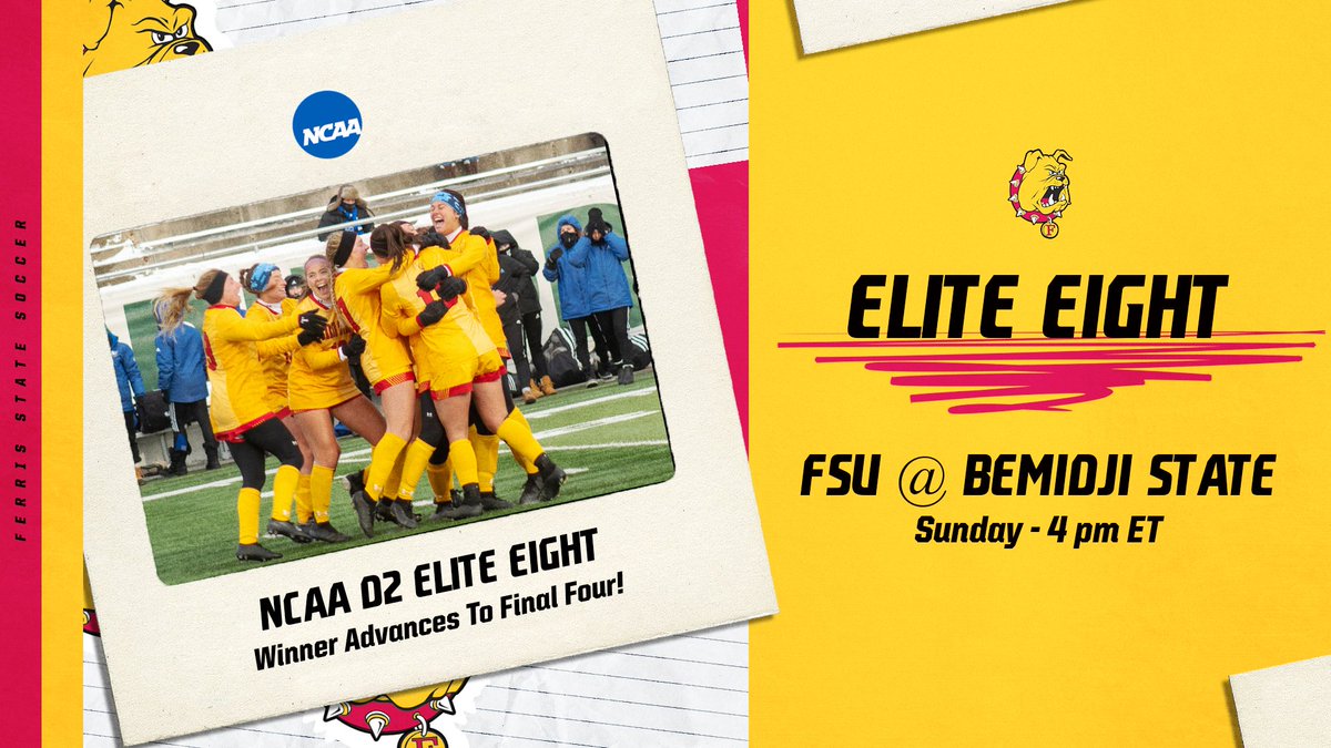 Ferris Athletics (@ferrisathletics) on Twitter photo NCAA D2 ELITE EIGHT! Ferris State Soccer squares off against Central Region champ Bemidji State in the national quarterfinals today in Minnesota! Winner moves on to the final four! Match time 4 pm ET.
Watch Live Here: nsicnetwork.com/bsubeavers/
Go Dawgs! <a href="/FSUWSO/">Ferris State Soccer</a> NCAA D2 ELITE EIGHT! Ferris State Soccer squares off against Central Region champ Bemidji State in the national quarterfinals today in Minnesota! Winner moves on to the final four! Match time 4 pm ET.
Watch Live Here: nsicnetwork.com/bsubeavers/
Go Dawgs! <a href="/FSUWSO/">Ferris State Soccer</a>