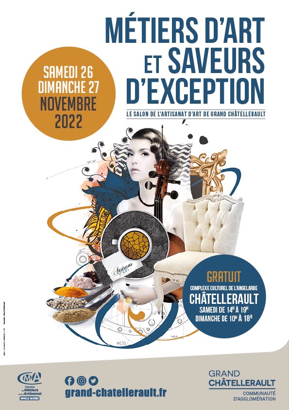 CitronetCerise's tweet photo. Le Salon des Métiers d'art est de retour les 26 et 27 novembre à Châtellerault
je serai présente au Salon des métiers d'art et saveurs d'exception les 26 et 27 .11 2022. Je serais ravie de vous accueillir  avec du thé, des  bons gâteaux faits maison au stand de Citron et Cerise . https://t.co/aBWNXkxRR2