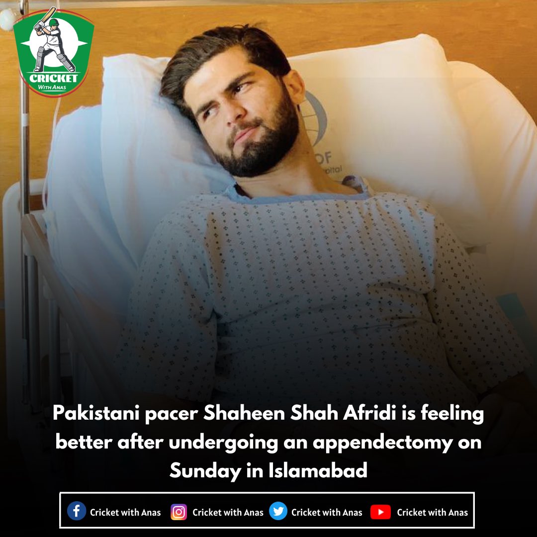 PakistanArchve's tweet photo. Pakistani pacer Shaheen Shah Afridi is feeling better after undergoing an appendectomy on Sunday in Islamabad. The cricketer took to Instagram to reveal his health and shared the happy news of a successful operation.
#shaheenafridi | #appendectomyrecovery | #operation | #surgery https://t.co/2BoXDJ2MwU