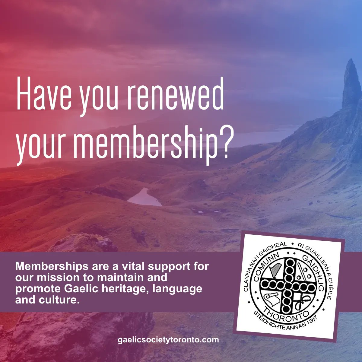 If you haven't already done so, renew your membership today!
gaelicsocietytoronto.com/ballrachd--mem… 

#Gaelic #Gaidhlig #Membership