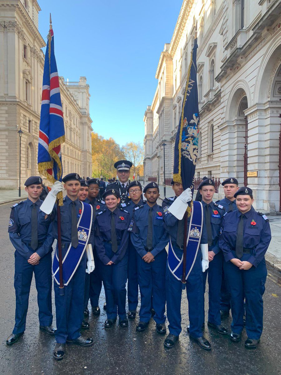 MPSLewishamVPC's tweet photo. Great to see so many young people from across London taking part in @MPSCadets Remembrance parade at the Cenotaph today! Our Cadets formed the colour party and led the parade out onto Whitehall. Well done all! @NationalVPC @MPSLewisham @metpoliceuk https://t.co/U0Wx1eBJT0