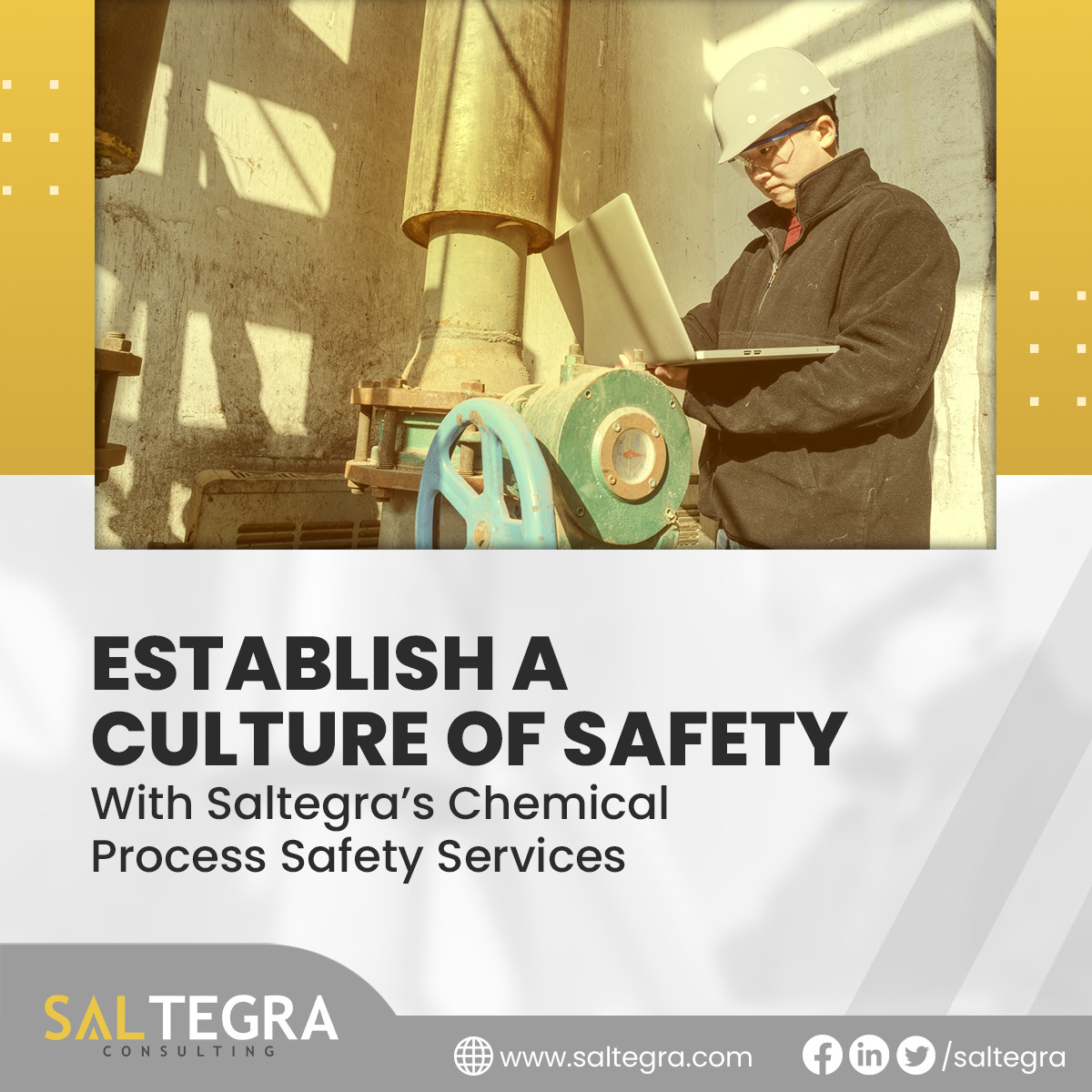 For many years, OSHA has been pushing regulations to keep workplaces in the chemical industry safe.

Saltegra's goal is to help businesses succeed and create a culture of safety within companies.

Learn about the benefits of our services on our LinkedIn page.