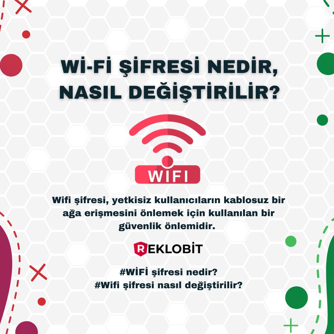 reklobit's tweet photo. Wifi şifresi, yetkisiz kullanıcıların kablosuz bir ağa erişmesini önlemek için kullanılan bir güvenlik önlemidir.

Daha fazla: https://t.co/klAAaTCnfp

#WIFI #wifişifresi #wifişifresideğiştirme #modemşifresi #modem #ağteknolojisi #wifi #wifiparolası #internet #google https://t.co/IPl8YyobUA