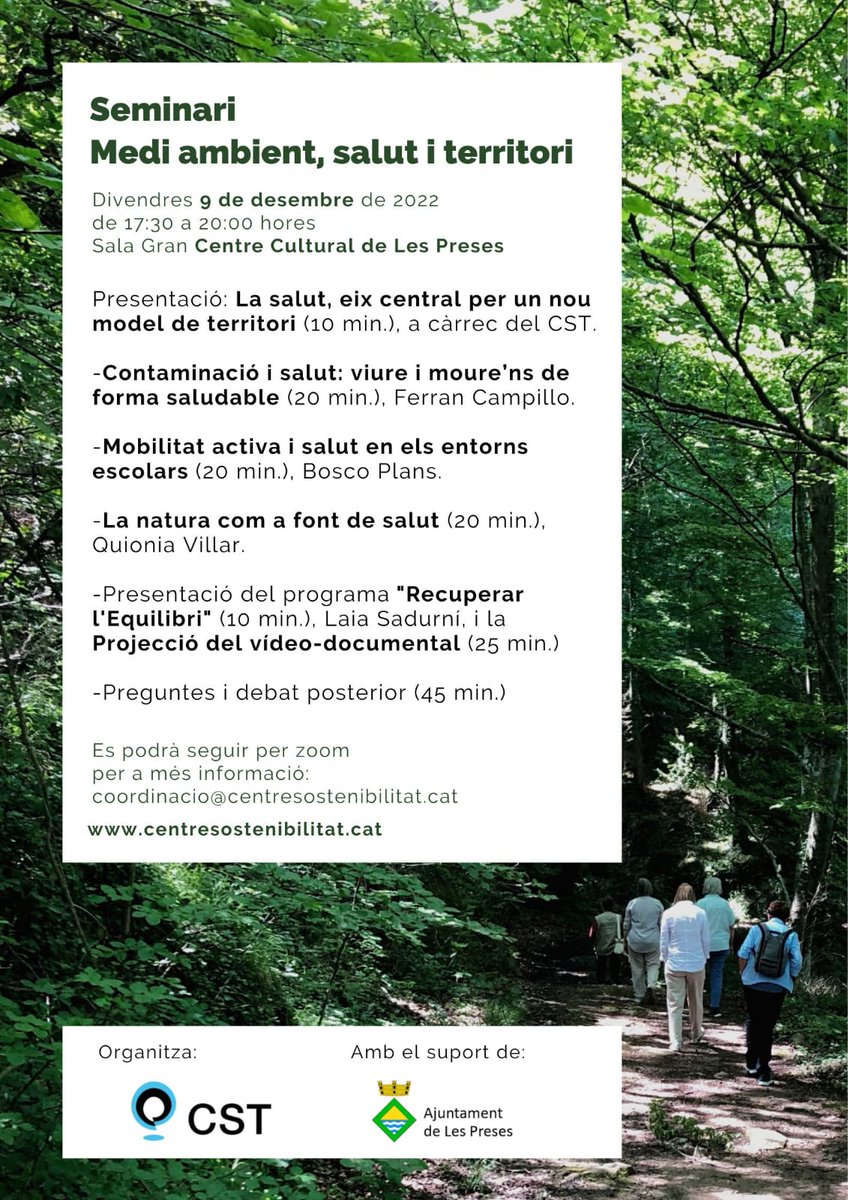 CST (@cst_terr) on Twitter photo La salut humana està relacionada amb la qualitat ambiental i en com organitzem el territori. Habitar el planeta en equilibri amb la natura i tenir-ne cura és la millor forma de gaudir d'una vida saludable. Us convidem a escoltar a <a href="/doktorkampi/">Ferran Campillo i López, MD</a> <a href="/PlansBosco/">bosco plans</a> @quioniav i Laia Sadurni La salut humana està relacionada amb la qualitat ambiental i en com organitzem el territori. Habitar el planeta en equilibri amb la natura i tenir-ne cura és la millor forma de gaudir d'una vida saludable. Us convidem a escoltar a <a href="/doktorkampi/">Ferran Campillo i López, MD</a> <a href="/PlansBosco/">bosco plans</a> @quioniav i Laia Sadurni