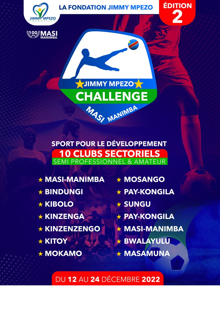 Jimmy_Mpezo's tweet photo. Vive le football, Qatar 2022 : #challengejimmympezo à Masimanimba #RDC du 12 au 24.12.2022 avec la @FJimmympezo #Sportpourledeveloppement https://t.co/8jsvsncy3y