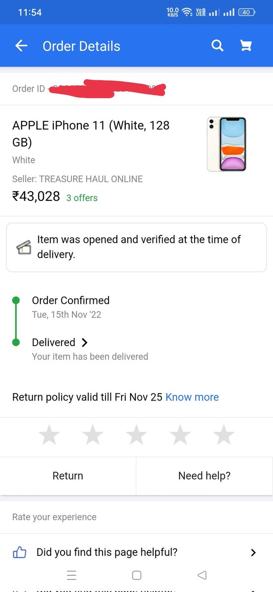 Sagarya75199235's tweet photo. Ordrd iphone 11 (128gb) on 14 nov. frm @Flipkart bt rcvd 64gb instead of 128gb on 18 nov. My younger sis rcvd this parcel tht day bcz I was out of station. She dsn't hv any knolege abt mobile bt delivery boy delievrd parcel to her. I hv all proofs. @flipkartsupport @_Kalyan_K https://t.co/BnLLs5hxaB
