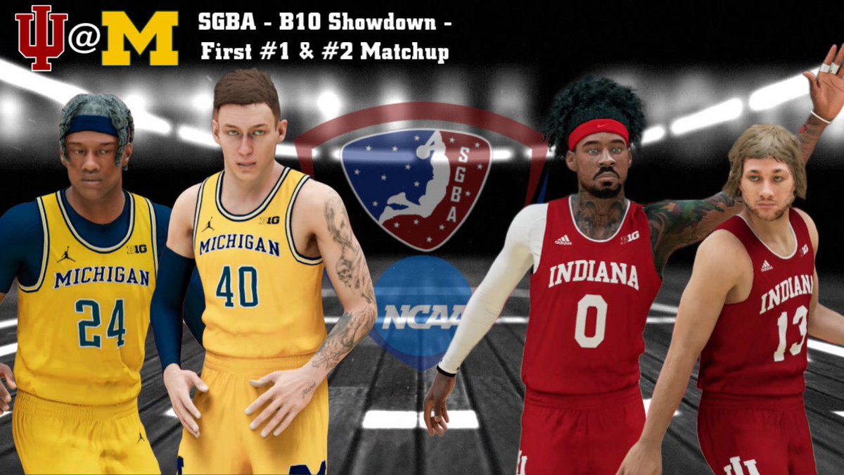 <a href="/SGBA2K/">SGBA</a>

We have a HUGE matchup this evening 🔥🔥

Our first 1 &amp; 2 matchup comes with @IndianaSGBA traveling to Michigan for a B10 Showdown 👀

Michigan has dominated this season with true team play &amp; AJ Turnt coming off the bench

Who breaks out and earns/keeps that #1 Rank 👀⁉️