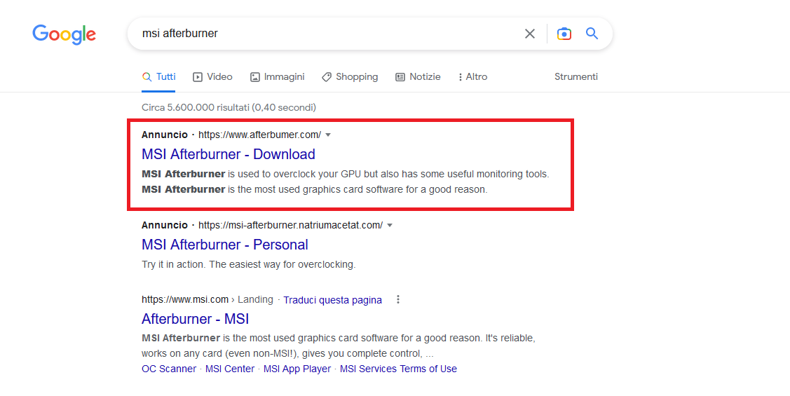 apivoid's tweet photo. Fake @msigaming Afterburner website promoted via Google ads leads to #Malware infostealer | Domain: afterbumer[.]com | IP: 31.31.198.188 | ASN: AS197695 REG_RU | Creation Date: 2022-11-08 | ZIP hosted on Google Drive #CyberSecurity #InfoSec https://t.co/w0go6QA7kG