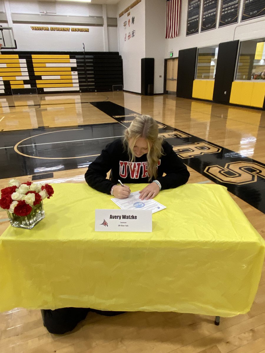 Congrats to Senior Captain Avery Watzke for signing to play Lacrosse in the WIAC for UW-River Falls in River Falls, WI.  Avery plans to major in Elementary Education.