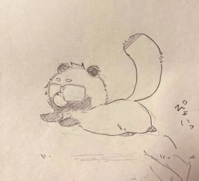 今日の落書き。たぬぴょい、コンちゅーる、ポチタ 