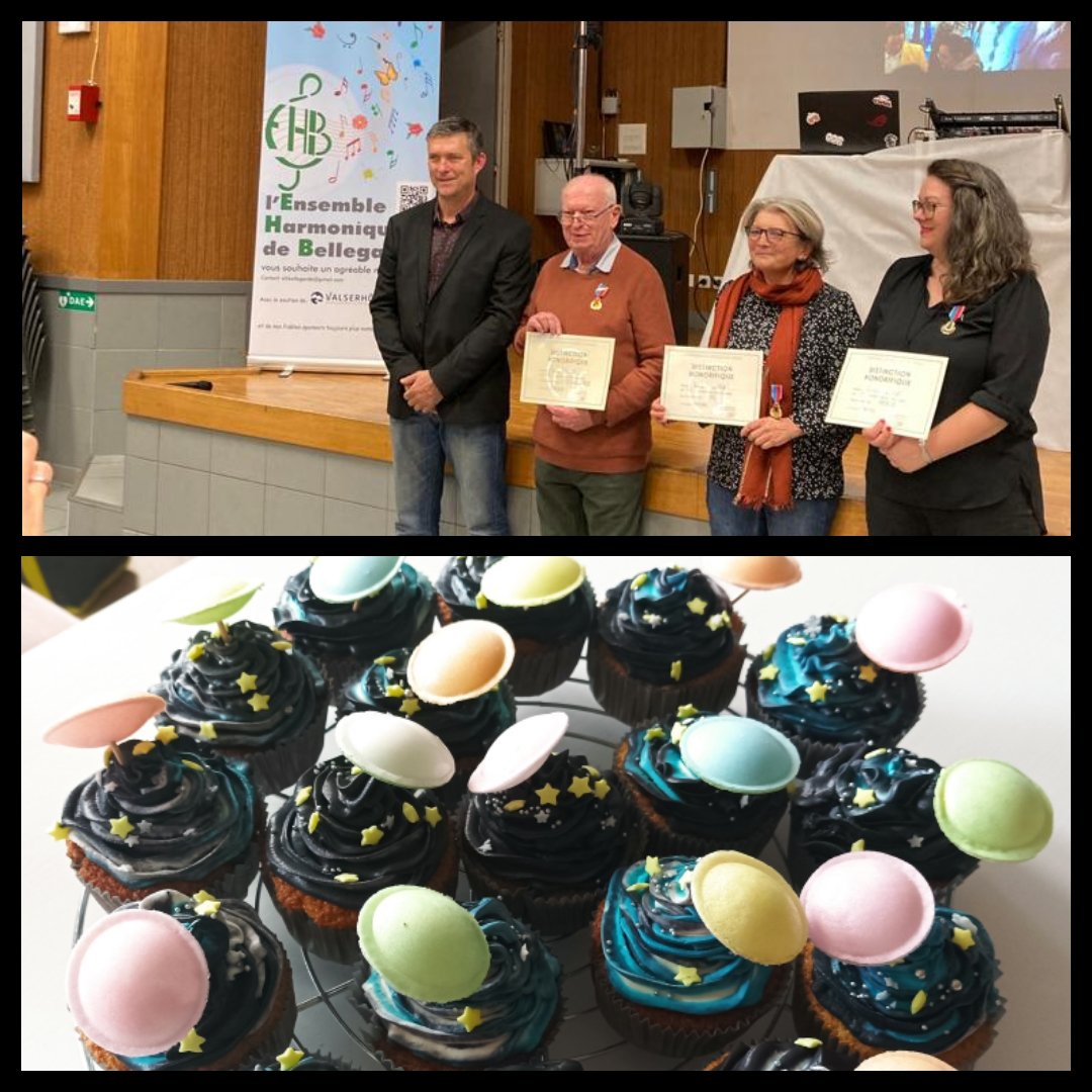 Weekend de Sainte-Cécile, patronne de tous les musiciens... Une médaille de bronze pour plus de 20 ans au sein de sociétés musicales diverses... Et des gâteaux sur le thème de l'espace pour le concours de desserts. Un joli we malgré une crève d'enfer.