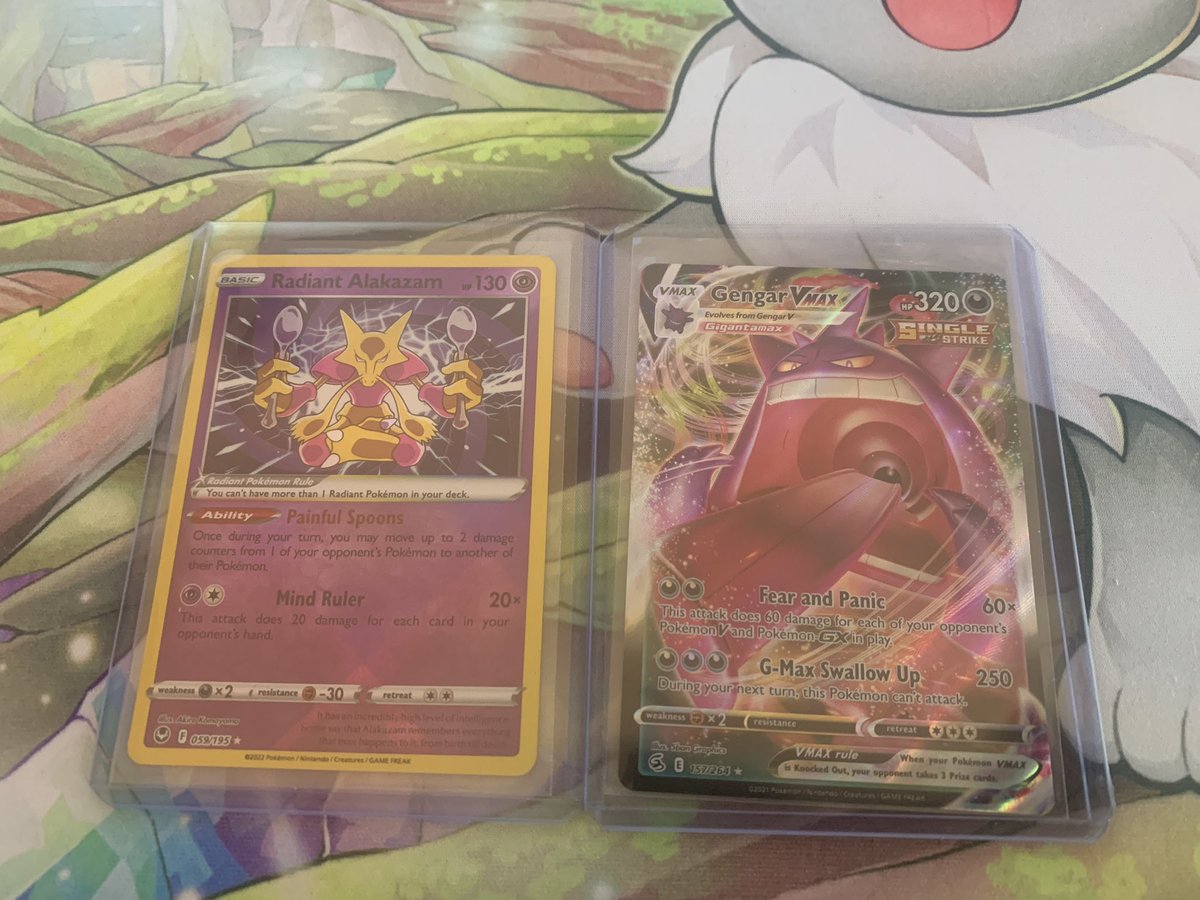 Giving away this Radiant Alakazam &amp; Gengar Vmax to one lucky winner! 

To enter: Follow me and give this tweet a retweet and a like! 

Winner picked 11/27! 🫡

This giveaway is in support of the #Justice4Krabby🦀 movement