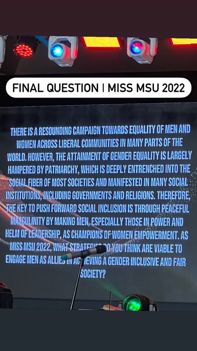 IanKithParcon's tweet photo. Presenting to you the Miss MSU 2022 Final Question 👑 #MissMSU2022 #MissMSU #Gensan https://t.co/C9TIWevbdL