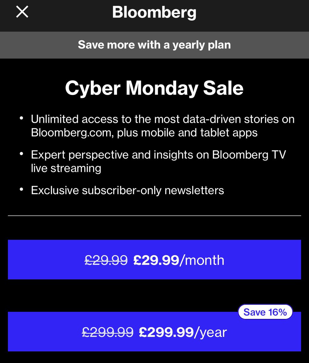 Thanks for your generous discount offer @bloomberg <a href="/Bloomberg/">Bloomberg</a>UK !!