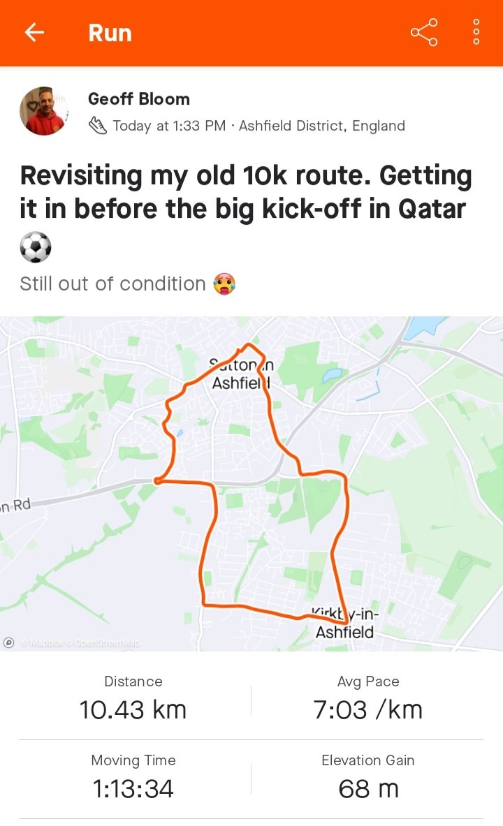 Broken_punk1005's tweet photo. A steady 10k under the belt pre-football. The body is still a long way off being fit, still a struggle &amp; each km seemed to be slower than the last. Might try and get another run done in the morning 😁 #slowrecovery #oldmanrunning @UKRunChat @runningpunks https://t.co/FmnWoTzfW3