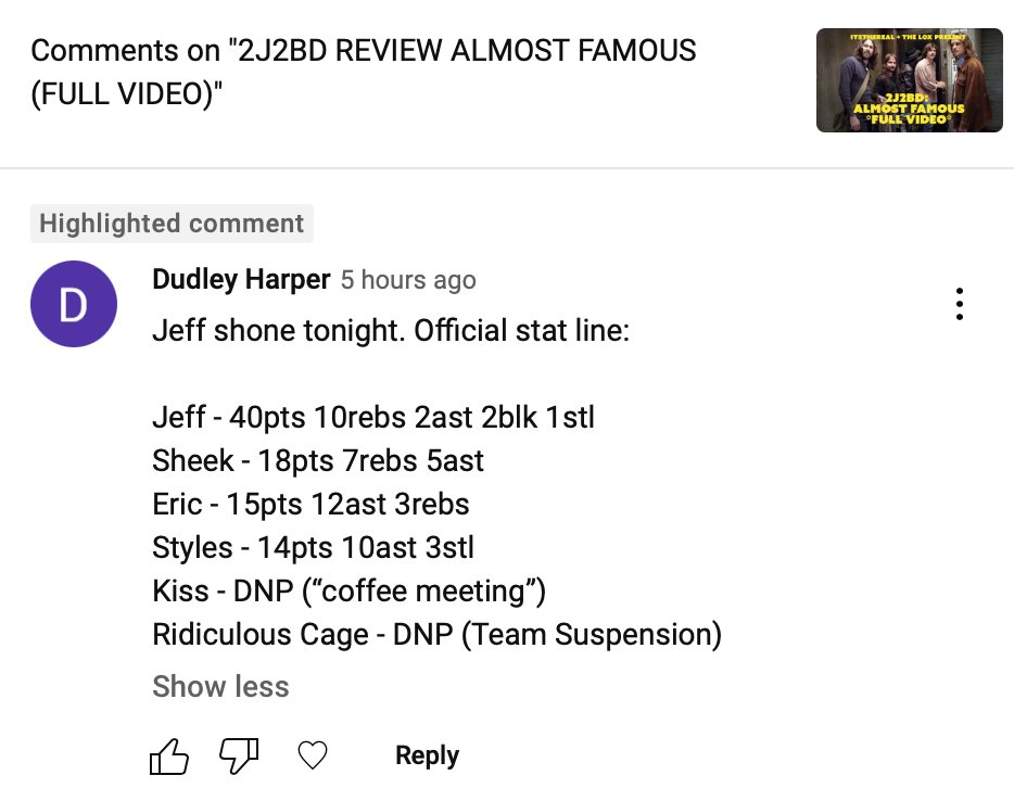 This is the best @2J2BD comment ever.