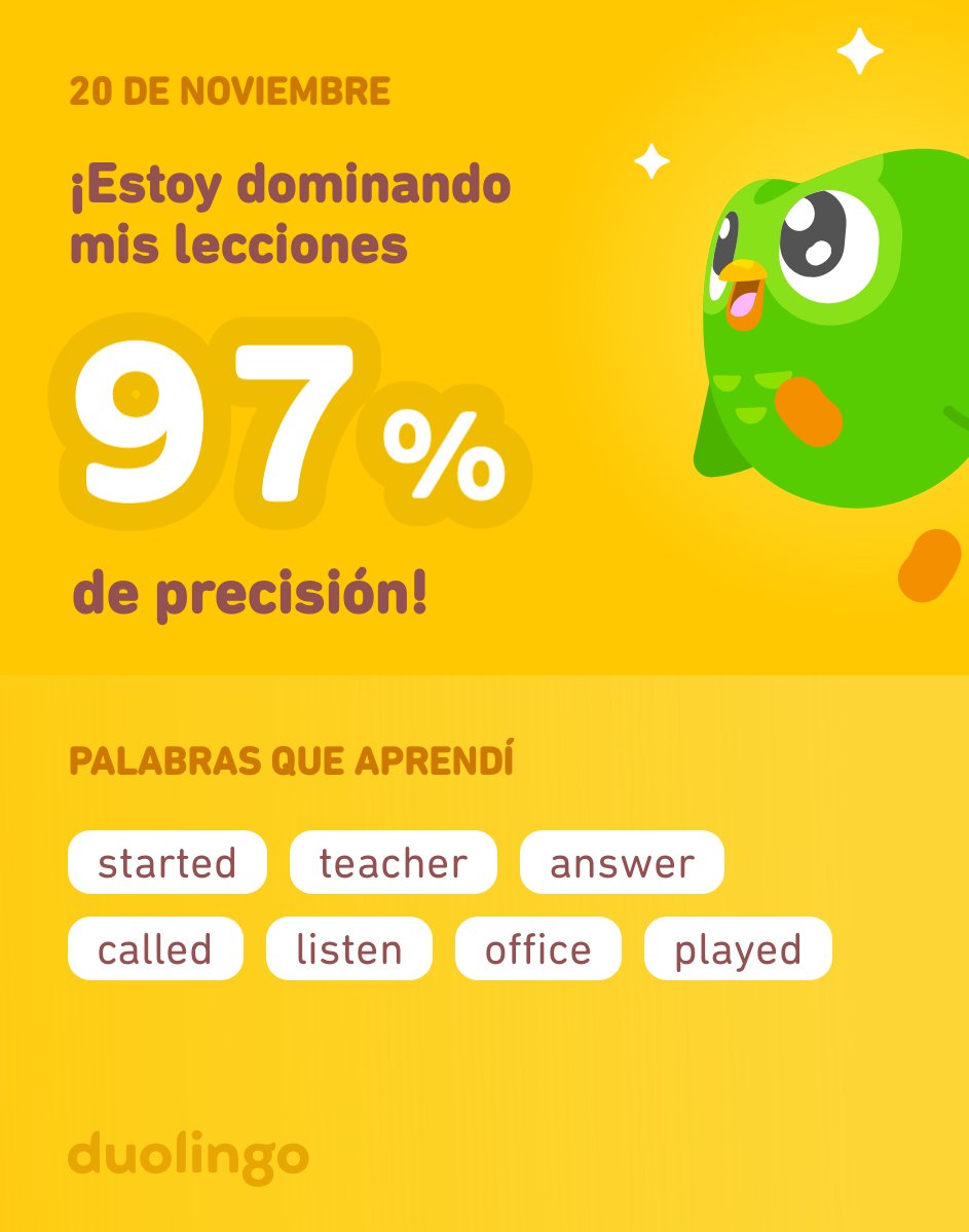 NathalyRubioG's tweet photo. ¡Estoy aprendiendo inglés en Duolingo! Es gratis, divertido y efectivo. https://t.co/RVEoVZv1p7