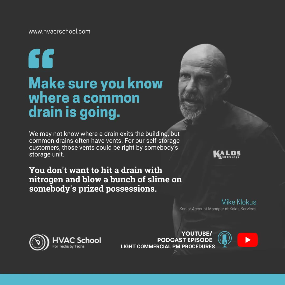 HVACRSchool's tweet photo. Mike Klokus and Jeff Crable recently shared their knowledge about drain cleaning protocols, and you can listen to them on our website.

#hvac #hvacschool #lightcommercial https://t.co/oDy5cTtqDn