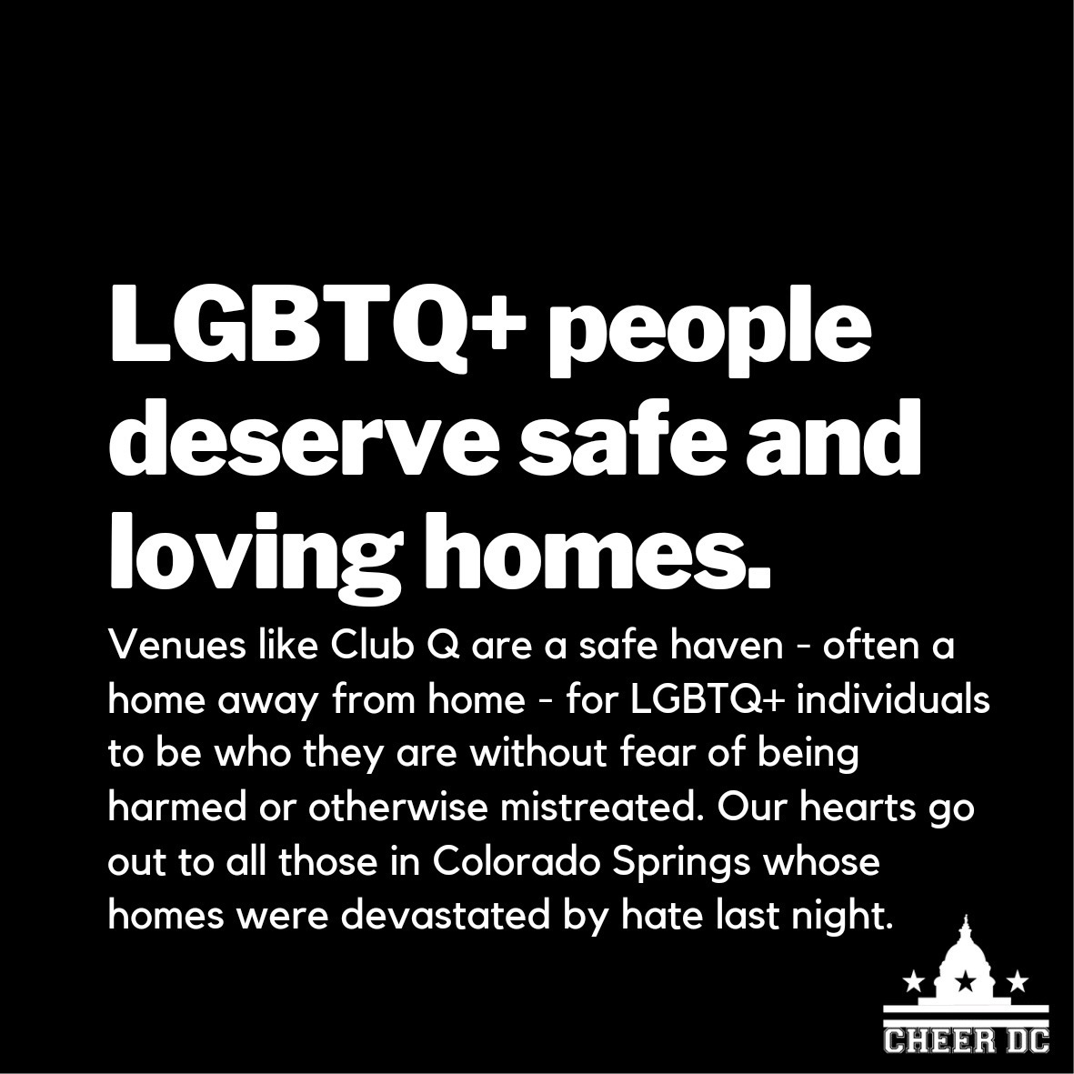 Our hearts are with the LGBTQ+ community of Colorado Springs and their loved ones on this Transgender Day of Remembrance 🖤