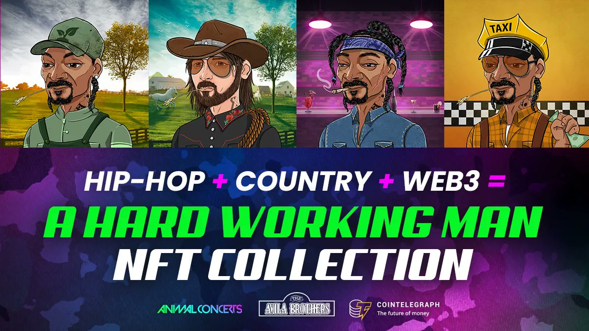 AHWM_NFT's tweet photo. ⏰ It’s hustlin’ time!

Music legends @SnoopDogg, @billyraycyrus, and @AVILABROTHERS have collaborated to release a new single AND a huge NFT drop called A Hard Working Man.  

Get on the allowlist NOW 👉 https://t.co/U0ixs6jvwa https://t.co/EZ0U8o2NRc