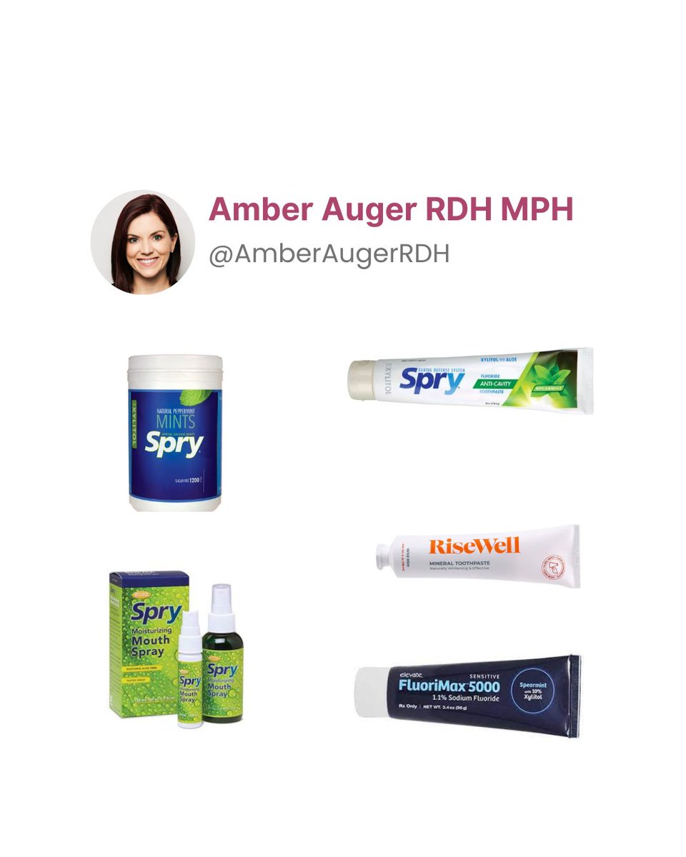 AmberAugerRDH's tweet photo. Xylitol can be found in many products. ⁠
⁠
Here are a few of my favorites! ⁠

⁠
#notsponsoredcontent ⁠
⁠
#xylitol⁠
#preventdecay⁠
#dentalhygiene https://t.co/o4FkVFDnZS