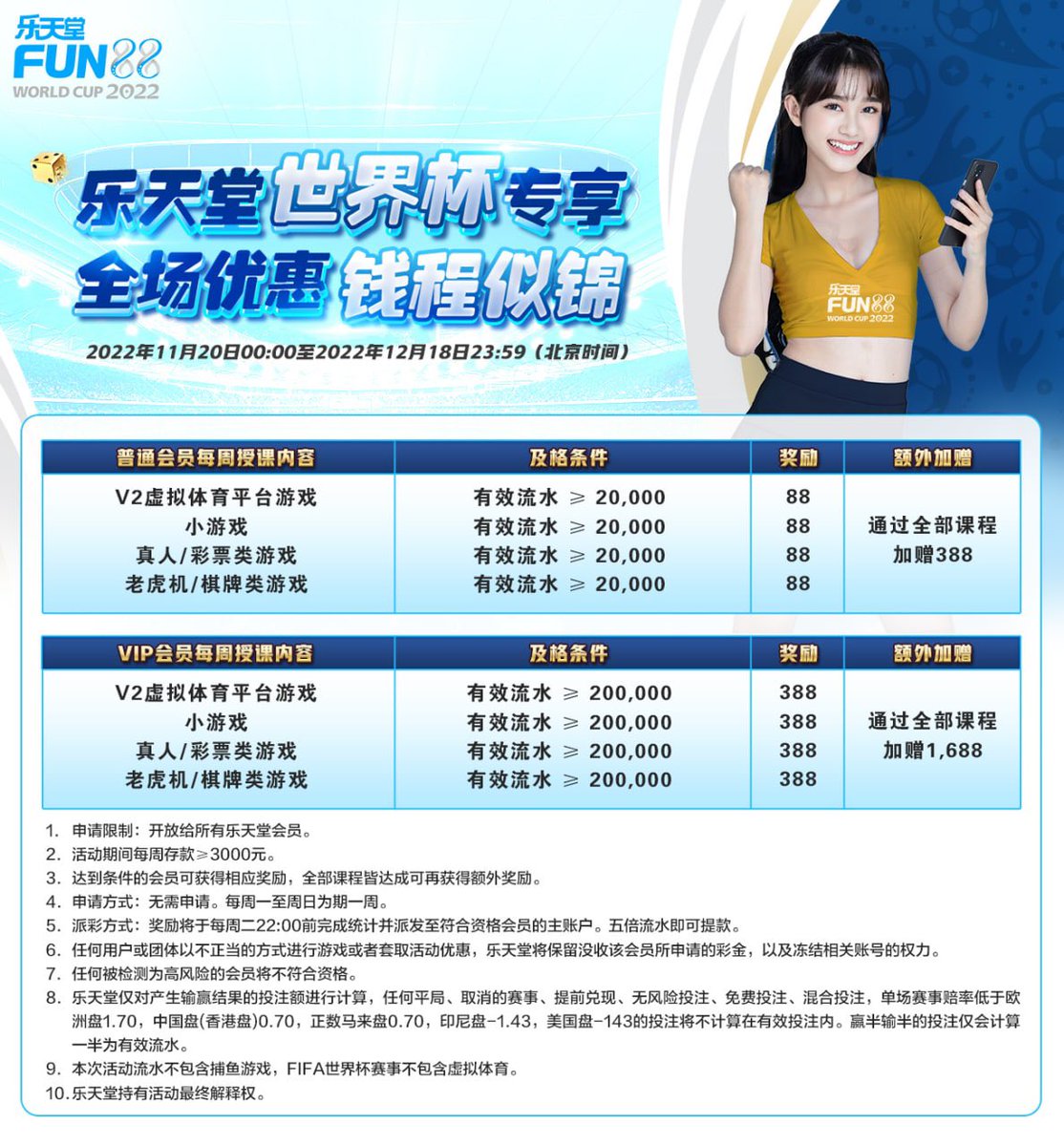 88funco's tweet photo. 🏆乐天堂⭐️世界杯🏆
✨全新活动一起为球队助威✨
🔥参与更多世界杯的会员活动吧🔥

⚠️⚠️加入我们⚠️⚠️
https://t.co/OzWj8tShJK https://t.co/aQXVZMqcwV