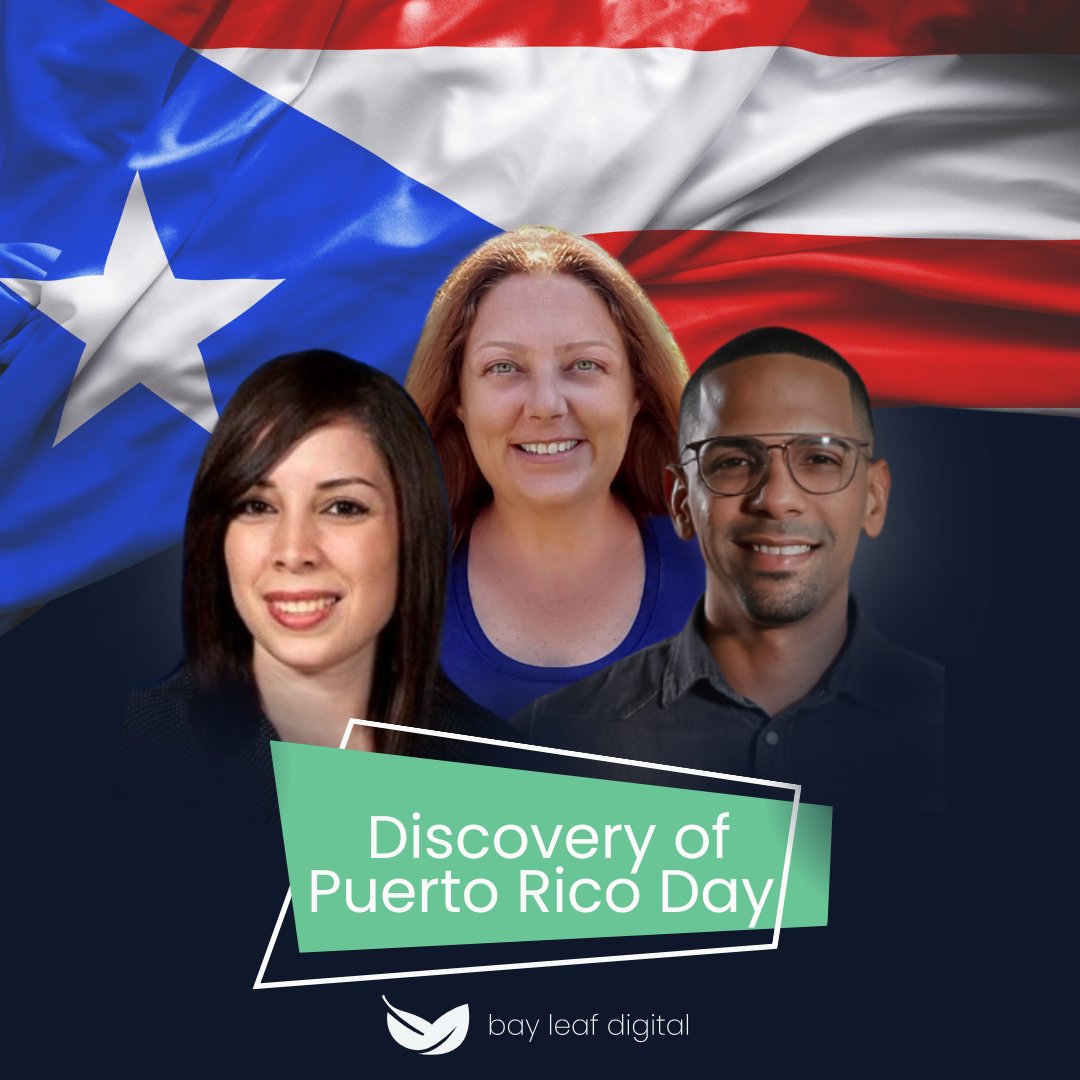 BayLeafDigital's tweet photo. Happy Discovery of Puerto Rico Day to our awesome team members!

 #discoverydayofpuertorico #bayleafdigital https://t.co/0GeHEuqjbm