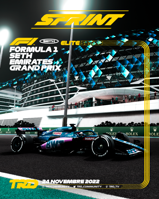 ⏰ IT'S RACE DAY !

Cette semaine, dans cette quatrième course sprint, qui de la Elite Séries va aller chercher la première place au Émirats Arabes-Unis ??

#TRDF1SERIES #FORZATRD