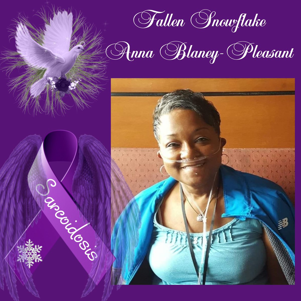Rest in Heavenly Peace Anna Blaney-Pleasant. Your words of wisdom, your encouragement and your warmth will be missed. We’re sending our heartfelt condolences and prayers to Anna’s family, Sarcoidosis community and all that had the pleasure of knowing her.💜🙏🏽💜 #Sarcoidosis
