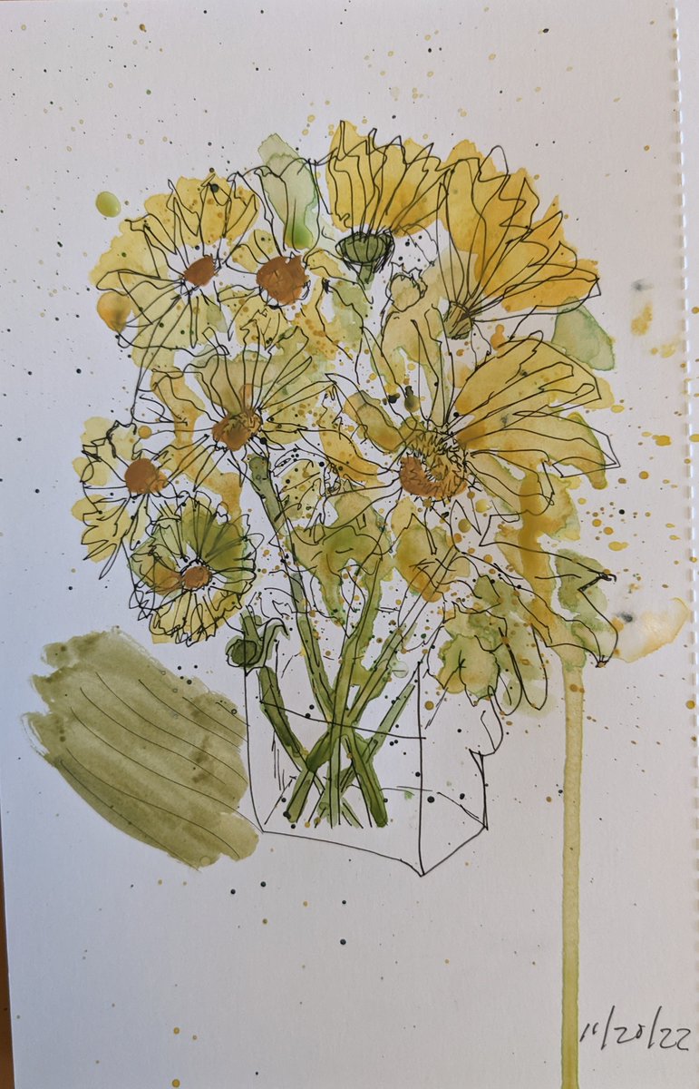 genmaicha's tweet photo. Sunday morning sketch with loose watercolor. Sennelier professional paints on hot pressed paper. https://t.co/RJIFtPJATv