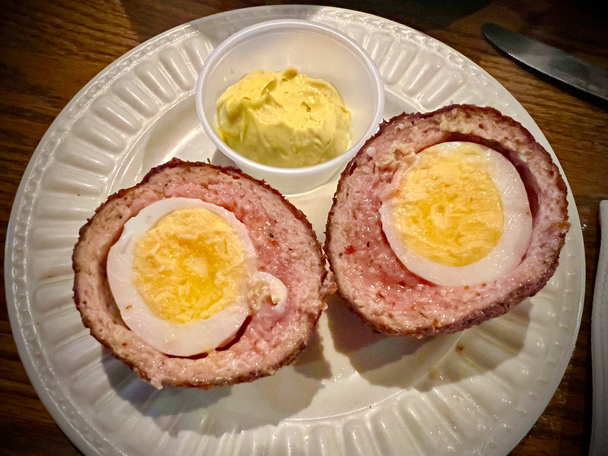 GVKitchenBitch's tweet photo. During #girlstrip with my #bff, we headed to the #northwoods for a long weekend.  Stopped at https://t.co/lenbcB87GX to meet old friends and try new food.  I have never had a #scotchegg before, so I had to try, along with #poutine. https://t.co/U3PmbtSJT3