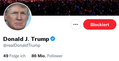 Sharedspace's tweet photo. Natürlich habe ich den freigeschalteten Trump-Account gleich blockiert. Realität ist leider auch, dass die Zahl seiner Follower binnen weniger Stunden zweistellig wurde. https://t.co/kDEbKkqbcy