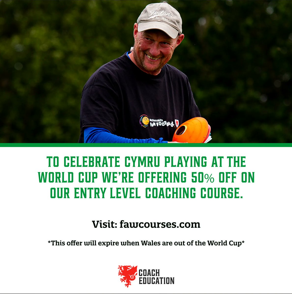 📢  Calling all Clubs

⚽️  <a href="/Cymru/">Wales 🏴󠁧󠁢󠁷󠁬󠁳󠁿</a> are in the #WorldCup so we want to inspire you to grow

💪  Please take advantage of this great opportunity to save money while up skilling your volunteers buff.ly/3VddGYB