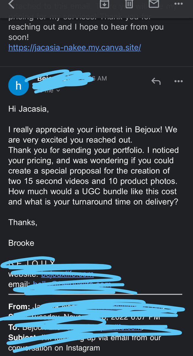 JacasiaNakee's tweet photo. So I just got this email. I usually charge $100 for a video that’s 60 seconds long. I’ve never had any work requests about pictures but they are $75. Any tips on how to bundle this cause I don’t want to short myself. #ugccommunity #UGCcreator #ugccreatorsneeded https://t.co/gdVTQwInyI