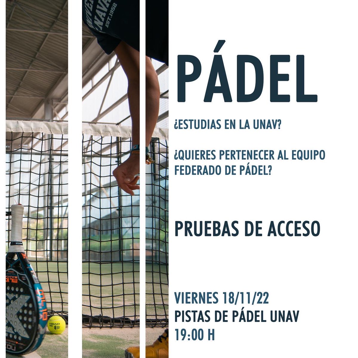 📍Estudiantes de diversas facultades asistieron este viernes a las pruebas de acceso para los equipos federados de pádel

🎾 En marcha los equipos para la competición 2023 

@unavdeportes