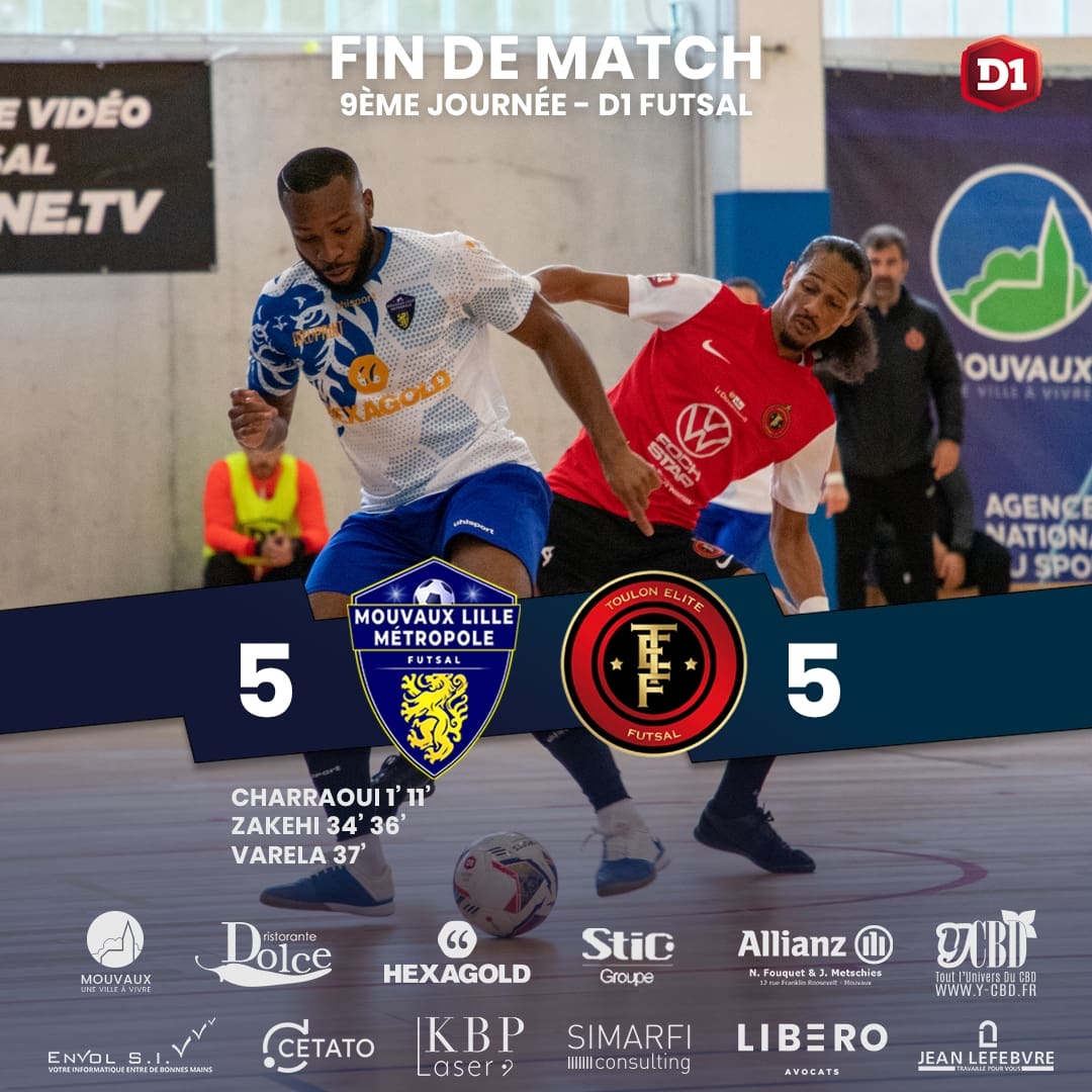 ⏱️ FIN DE MATCH

Mouvaux se fait surprendre en seconde période laissant son adversaire concéder le nul dans les dernières minutes 

Prochain match et déplacement samedi 3 décembre face à Marcouville City 🔵⚪

#gameday #futsal #mlmfutsal #D1Futsal #futsalfrance