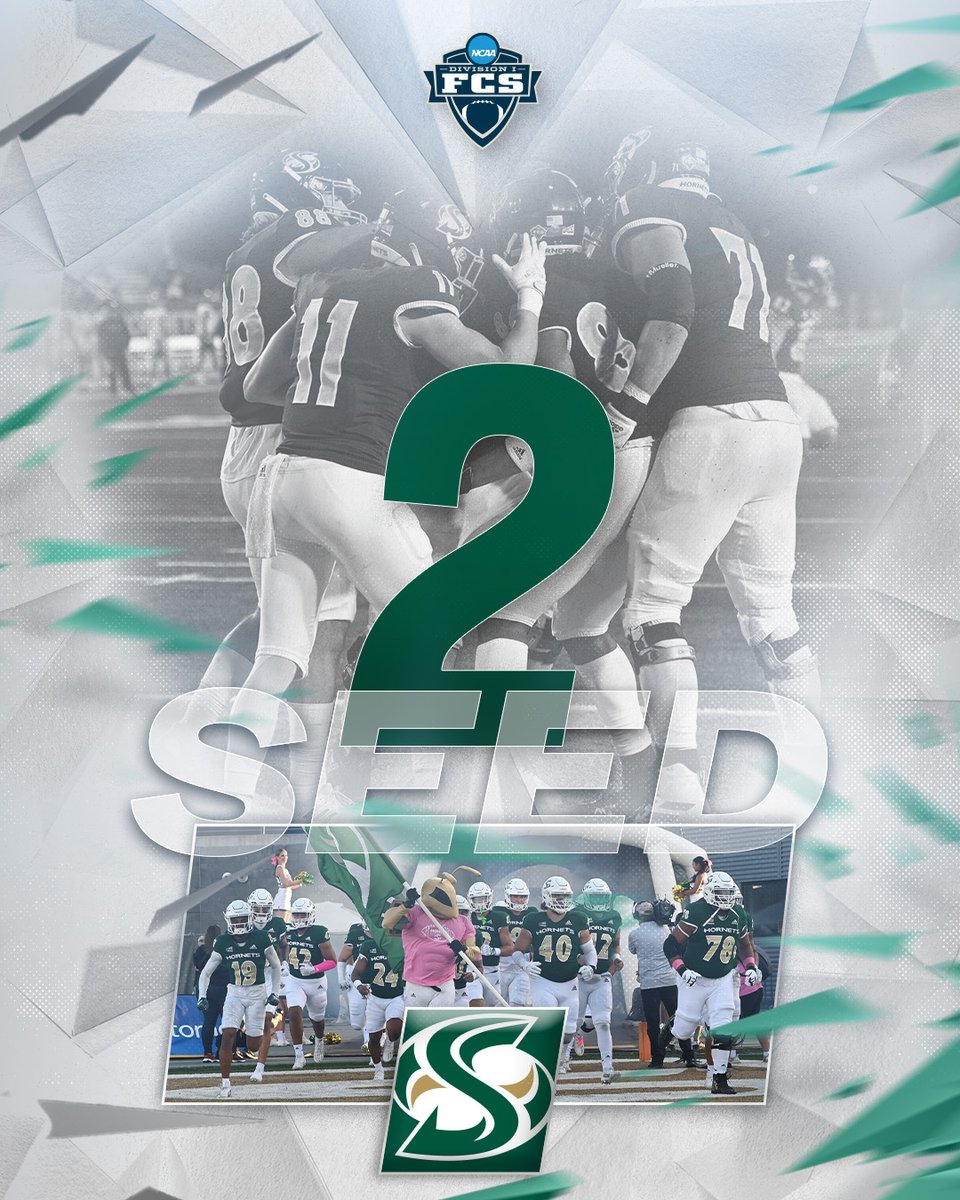 NCAA_FCS's tweet photo. NO. 2⃣ NATIONAL SEED: @SacHornetsFB

#FCSPlayoffs https://t.co/LVvytv0E8P