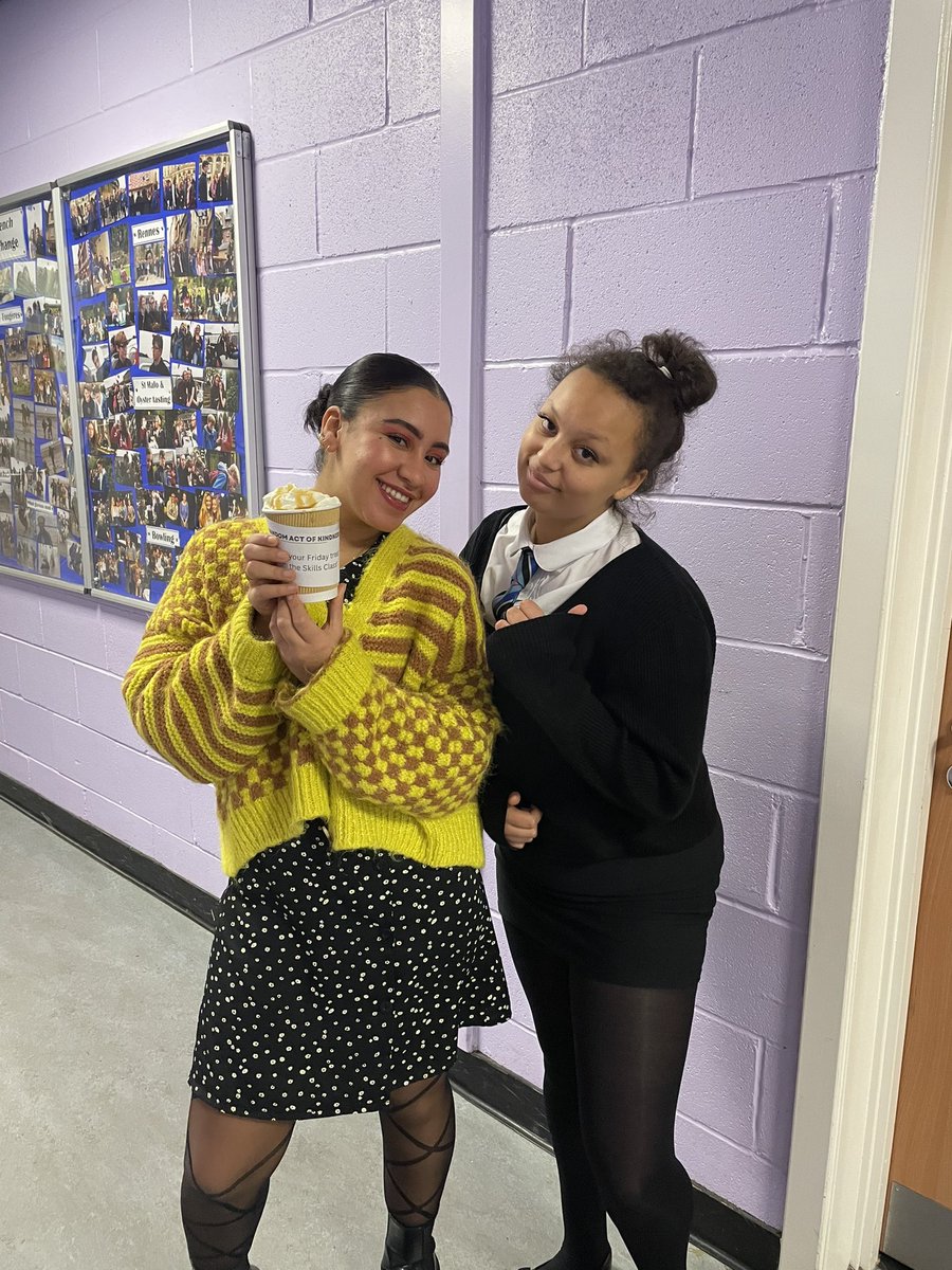 Douglas_HFT's tweet photo. Our baristas in training have started “random act of kindness Fridays”- a few members of staff are picked at random &amp; delivered their favourite drink! An amazing way to showcase &amp; practice skills &amp; spread kindness! 😁🥰☕️ Miss Bengara was our first lucky recipient! @DouglasAcad https://t.co/uog7fz7PFY