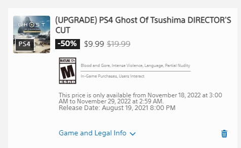 (UPGRADE) PS4 Ghost of Tsushima DIRECTOR'S CUT