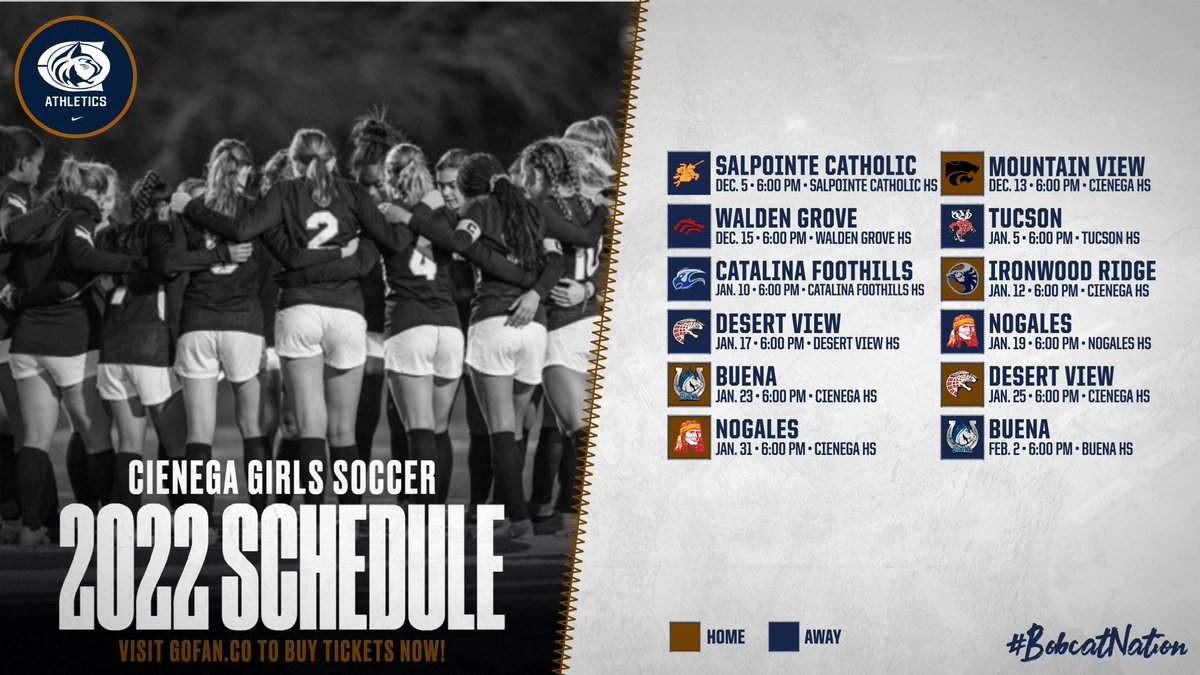 CienegaSports's tweet photo. Your @BobcatGirlsSoc 2022-23 schedule!! #BobcatNation https://t.co/y8xBPwDFGs