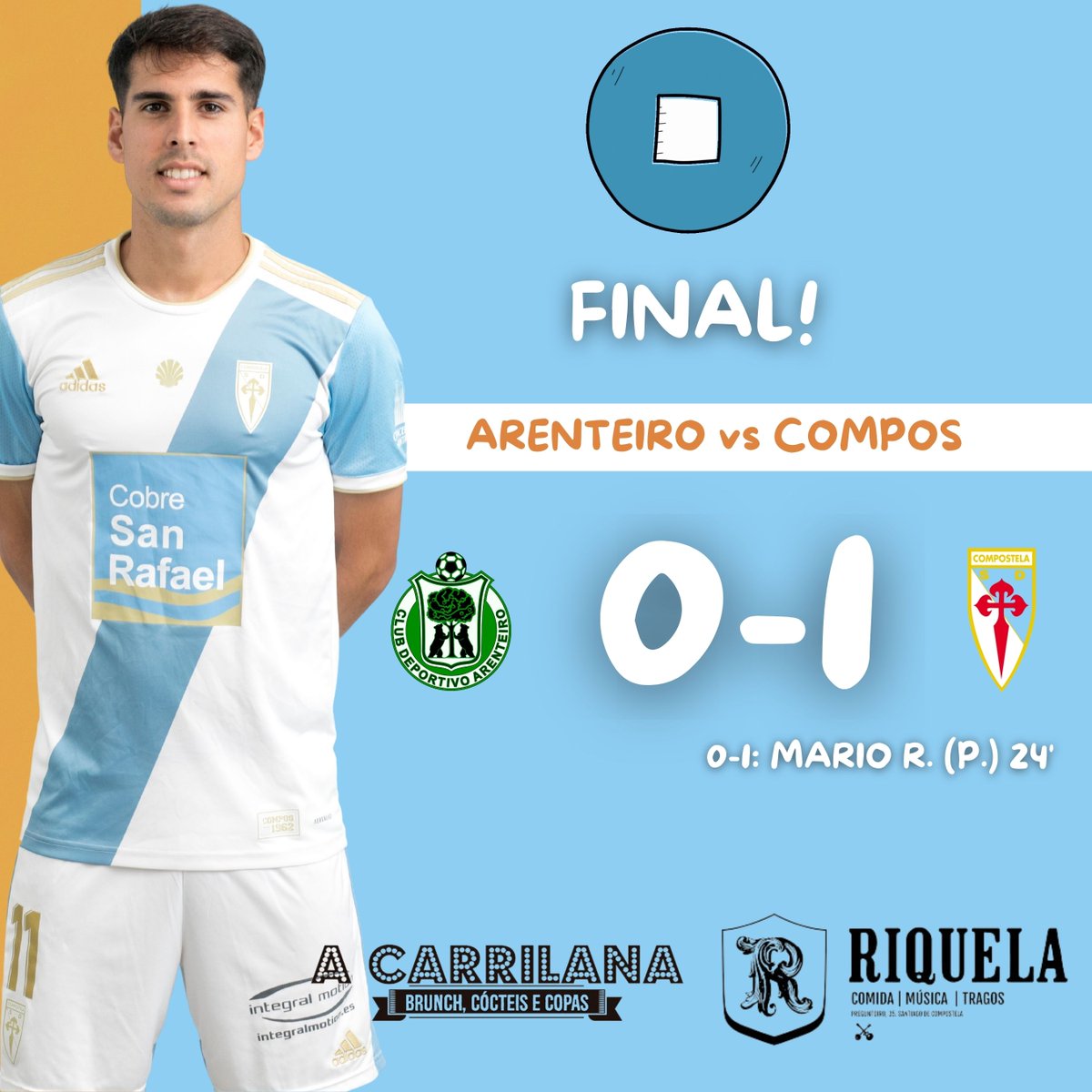 SD_Compostela's tweet photo. 💪 𝐅𝐈𝐍𝐀𝐀𝐀𝐀𝐀𝐀𝐀𝐀𝐋 💪

@CD_Arenteiro 0⃣-1⃣ 𝐒𝐃 𝐂𝐎𝐌𝐏𝐎𝐒𝐓𝐄𝐋𝐀
⚽️ MARIO RODRÍGUEZ

🙌 PARTIDAZO!!!! HOUBO QUE SUFRIR ATA O 101, PERO TERCEIRO TRIUNFO SEGUIDO!!!! ENORMES OS NOSOS ANTE O LÍDER!!!

#ArenteiroCompos https://t.co/EN3Mb8aNHm