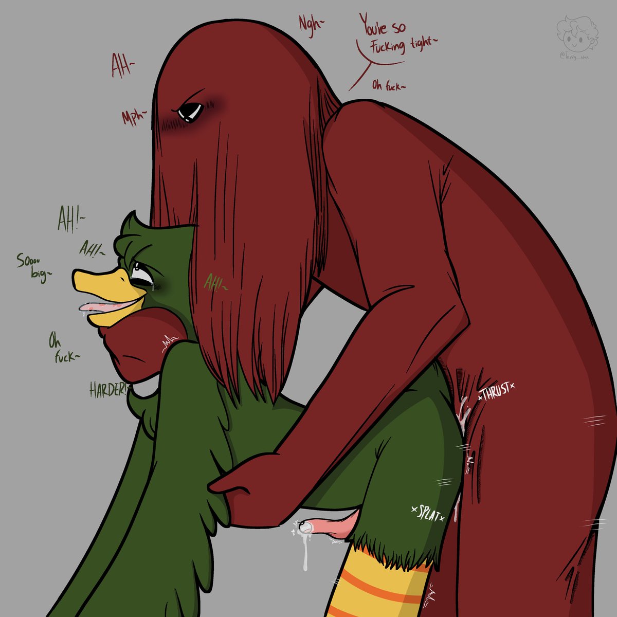 Terry__wax's tweet photo. Soft or rough? 🤤💕 #dhmis #DHMIS #DHMISRedGuy #dhmisfanart #dhmisduck #dhmisduckguy #dhmisfluffybird #fluffybird #redxduck https://t.co/rRxNjg1j3w