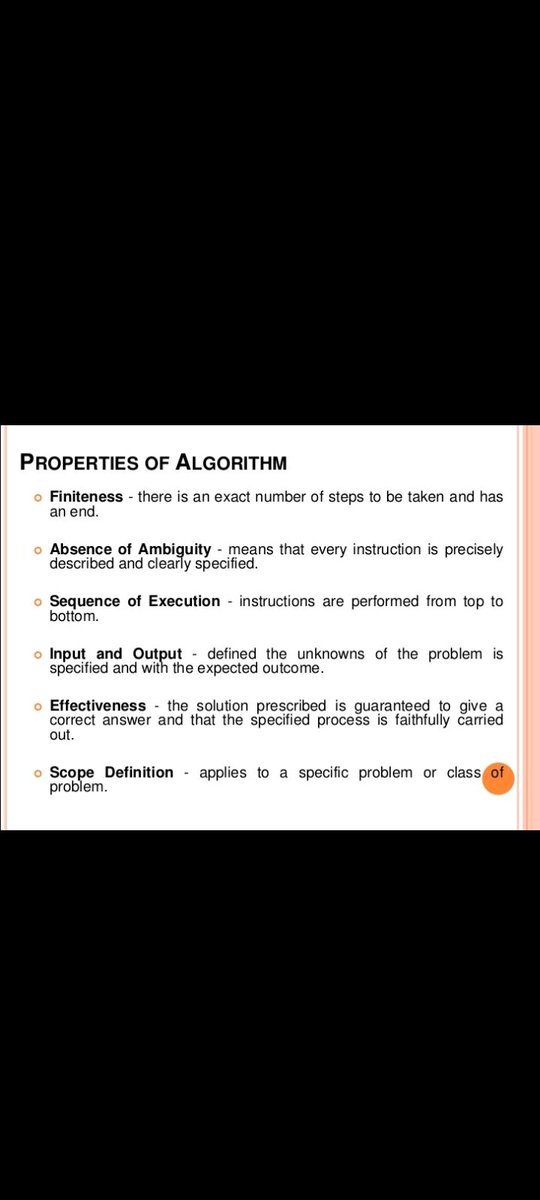 NaveedaAkhtar2's tweet image. Algorithm?
#algoritm
#properties
⬇️
&quot;Computer algorithm is defined as a set of steps to accomplish or complete a task that is described precisely enough that a computer can run it&quot;.One algorithm solve only one particular problem.