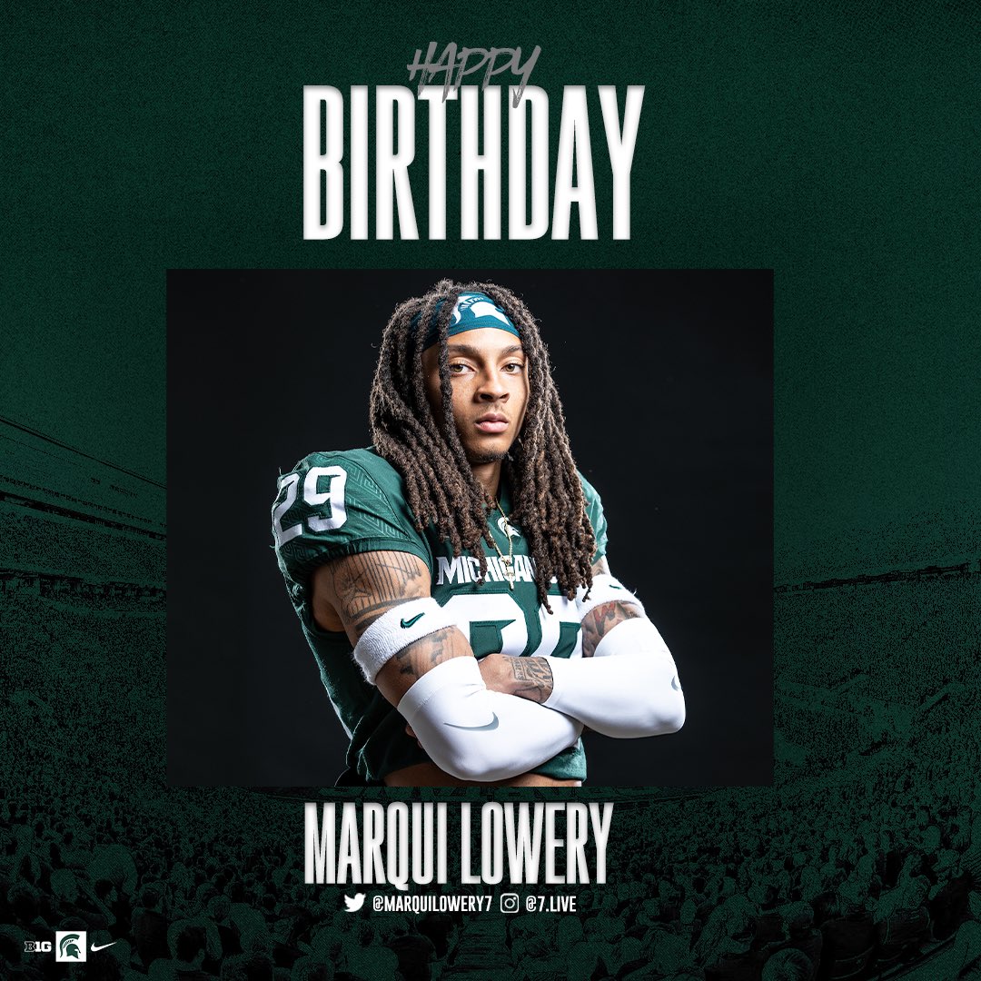 MSU_Football's tweet photo. Happy birthday @MarquiLowery7 👊

#GoGreen https://t.co/AOnRqq3uKG