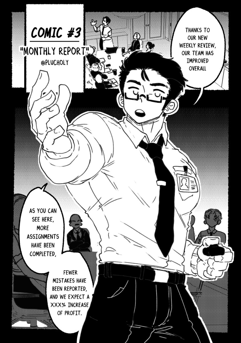 plucholy's tweet photo. Comic #3: "Monthly Report" https://t.co/McbtNGqXaP