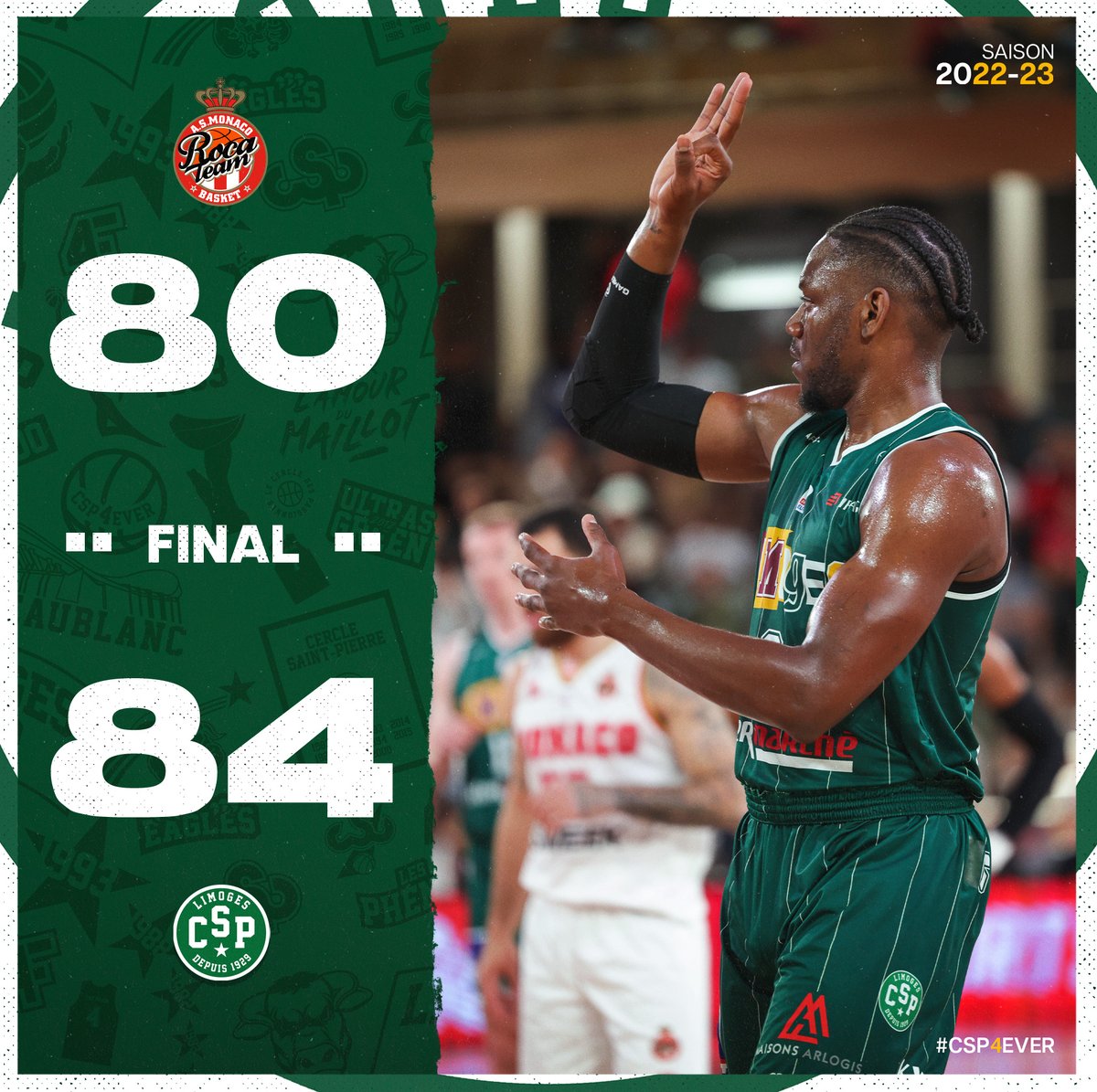 limogescsp's tweet photo. Au terme d'un match incroyable, joué à armes égales avec la Roca Team, nos joueurs s'imposent 80 à 84 ! 🔥

Desi Rodriguez termine MVP avec 21pts, égalité avec Javontae Hawkins qui a été essentiel dans le money time 🎯 https://t.co/QnCugxNsiB