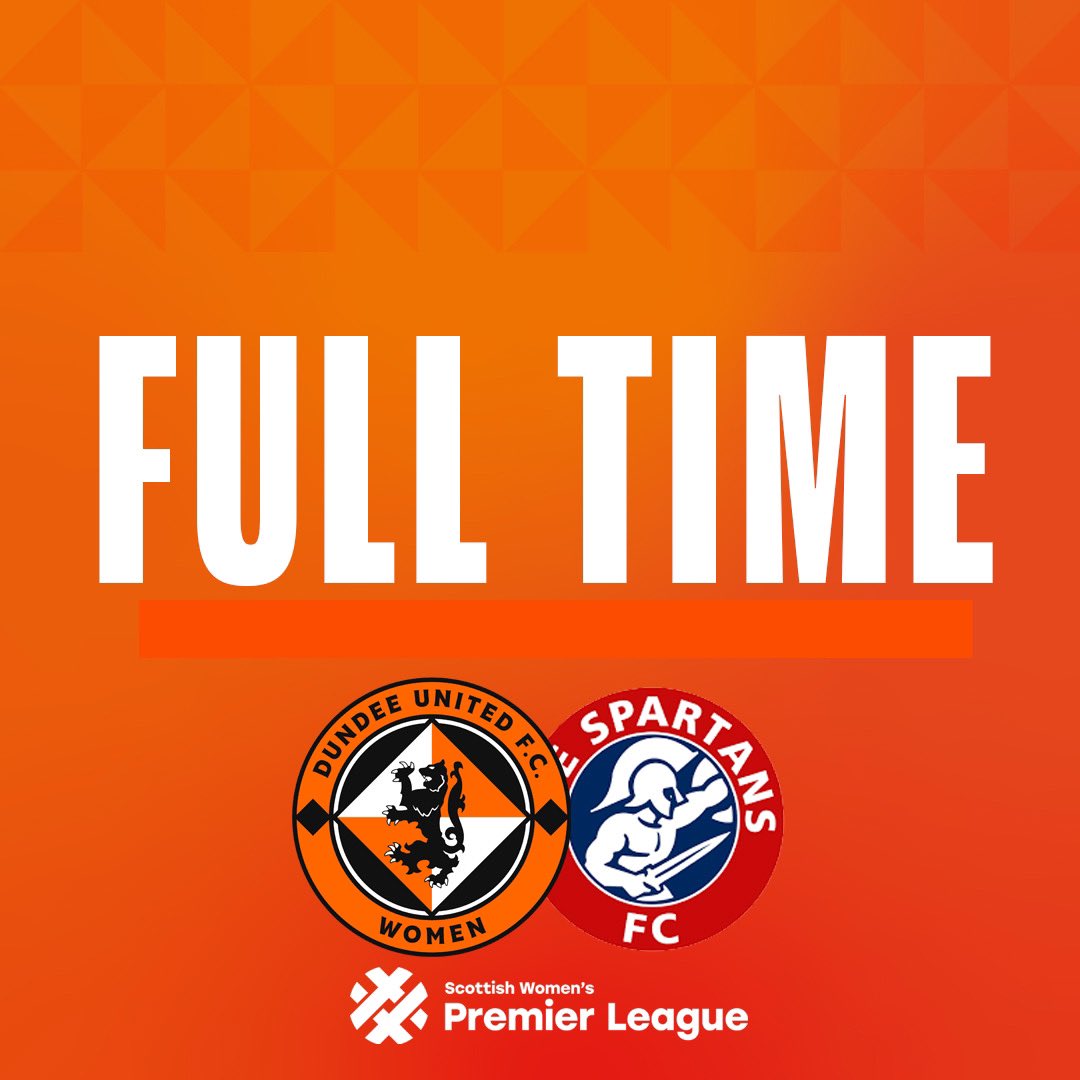DundeeUnitedFCW's tweet photo. FULL TIME

Dundee United 2
Spartans 1

⚽️ Tammy Harkin 59’
⚽️ Danni McGinley 90+1’

Late drama here at Gussie Park sees all three points stay 🟠⚫️ https://t.co/RvkE7yCnyR
