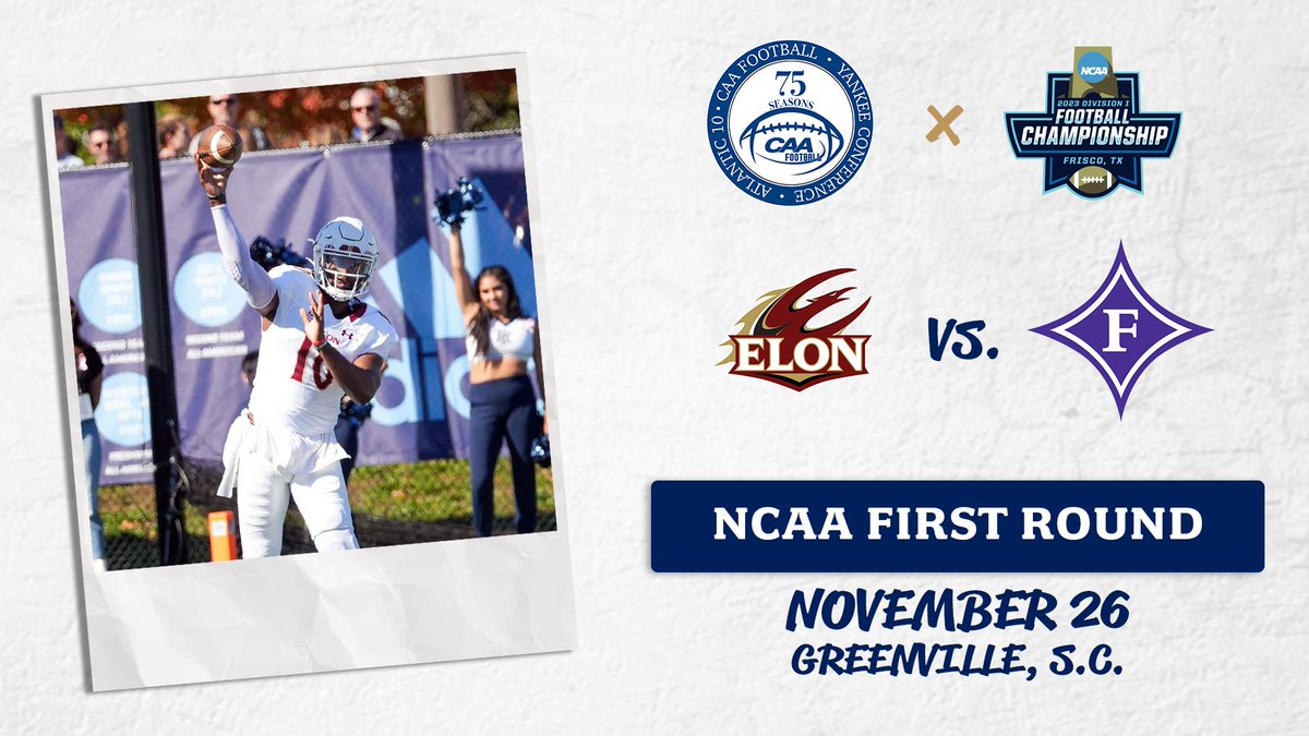 .<a href="/ElonFootball/">Elon Football</a> hits the road to face Furman in the First Round! 

👏👏👏

#CAAFB